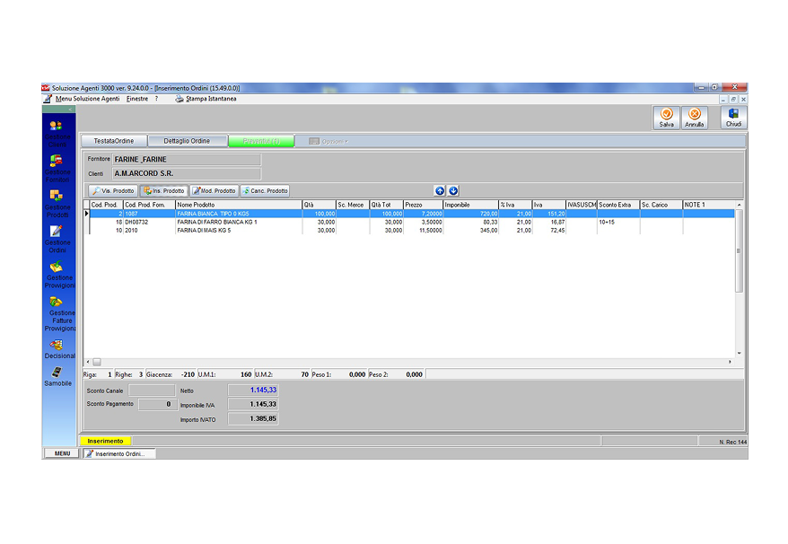 Schermata di Soluzione Agenti che mostra il processo di creazione manuale dell'ordine.
